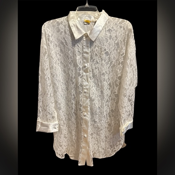 Victoria's Secret Other - Vintage 1980s Victoria's Secret Ivory Lace Silk Sheer Button Up Bridal Lingerie